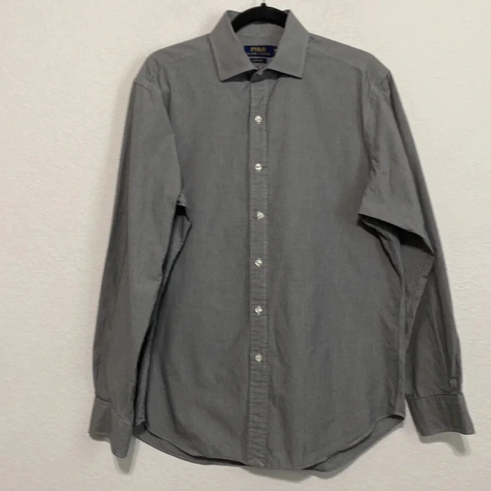 Polo Ralph Lauren Men's Gray Classic Fit Button Down Shirt Size 16 34/35